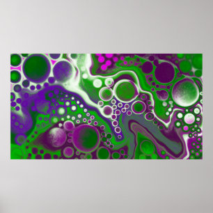 Grönt och Lila Fluid Art Marble Abstrakt Modern Poster