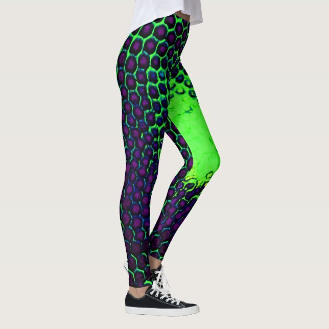 grönt och lila för abstrakt Honeycomb Design Leggings (Höger)