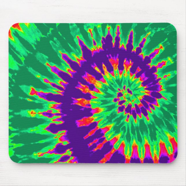 Grönt och Lila Groovy Tie-Dye Mousepad Musmatta (Framsidan)