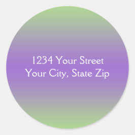 Grönt och Lila kuvertförsegling med Adress Runt Klistermärke