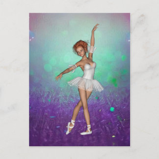 Grönt och Lila Målad bakgrund och Ballerina Vykort