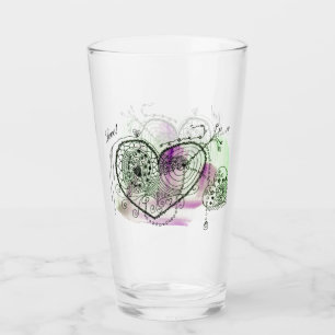 Grönt och Lila med Whimsical Hjärtat Glaskopp