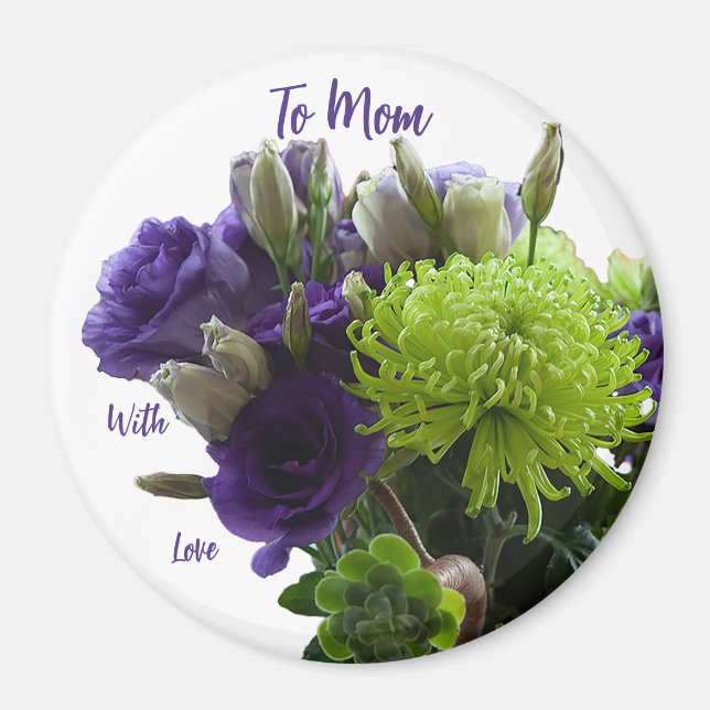 Grönt och Lila Mors dag Magnet (Framsidan)