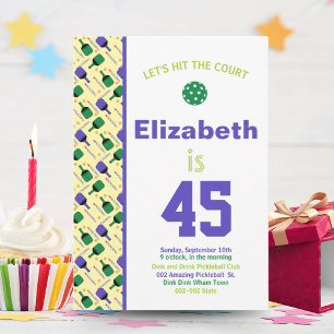 Grönt och Lila Pickleball-Födelsedagsfest Inbjudningar