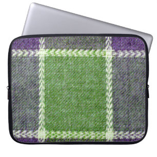Grönt och Lila Play Wool Fabric Struktur Laptop Sleeve