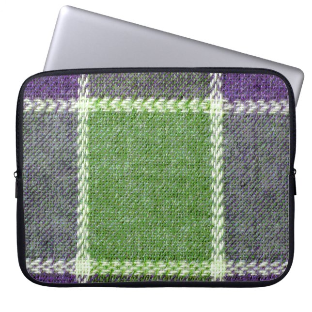 Grönt och Lila Play Wool Fabric Struktur Laptop Sleeve (Framsidan)