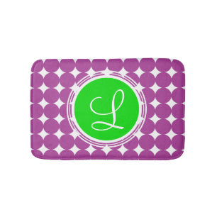 Grönt och Lila Polka Dot Monogram Badrumsmatta