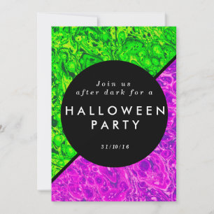 Grönt och lila slime Halloween inbjudan