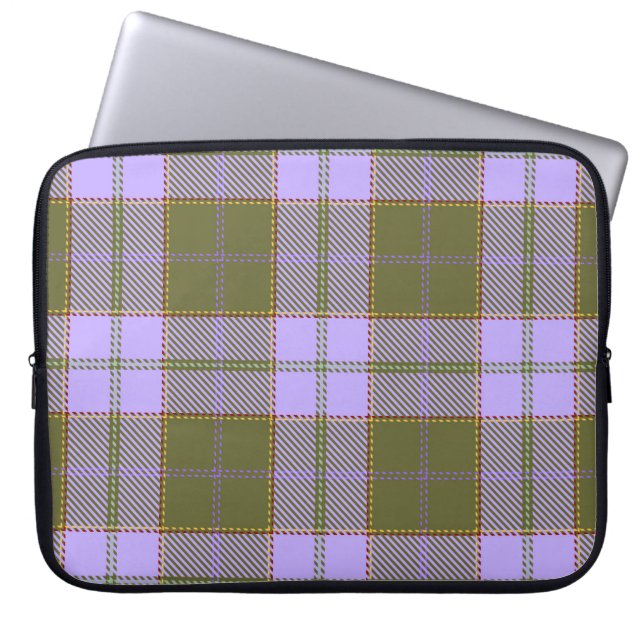 Grönt och Lila Tartan Play Scottish Seamless Pa Laptop Fodral (Framsidan)
