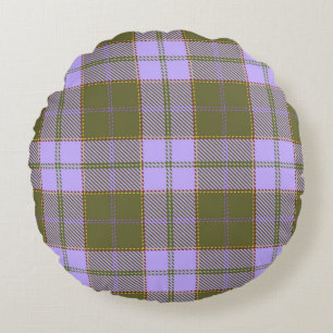 Grönt och Lila Tartan Play Scottish Seamless Pa Rund Kudde
