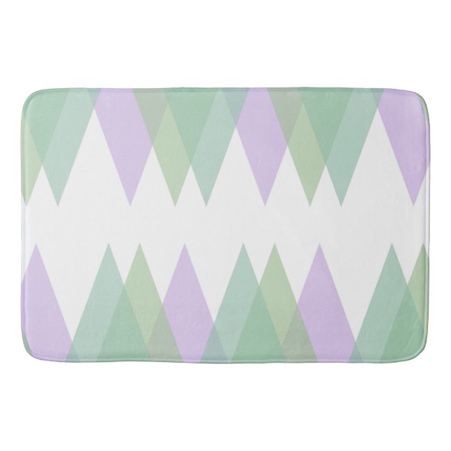 Grönt och lilaska trianglar badrumsmatta (Framsidan)