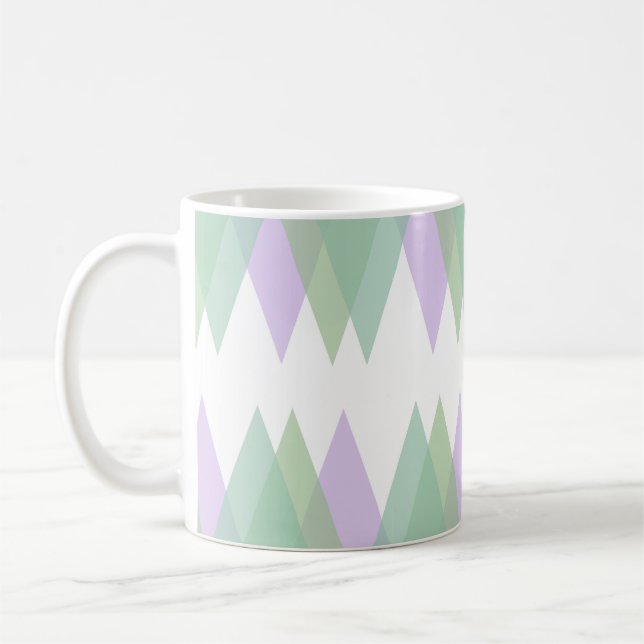 Grönt och lilaska trianglar kaffemugg (Vänster)