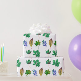 Grönt och Löv för blå vattenfärg Presentpapper