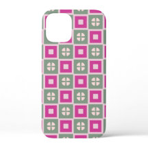 Grönt och Magenta-rutat blommande iPhone-fodral