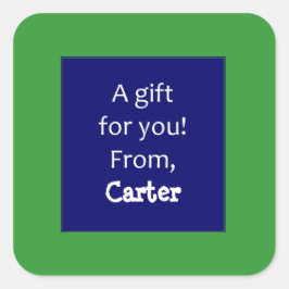 Grönt och marin Anpassningsbar Childrens Gift Stic Fyrkantigt Klistermärke