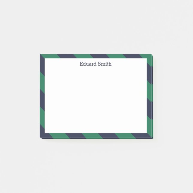 Grönt och marinblått Rand Post-it Block (Framsida)