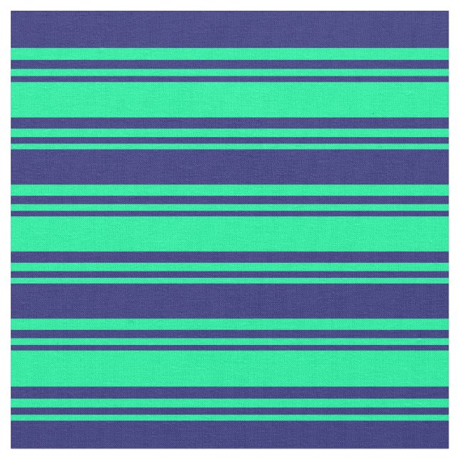Grönt och Midnight Blue Linjer Tyg (Närbild)