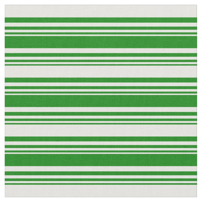 Grönt och Mint Cream Färgad Linjer Tyg (Närbild)