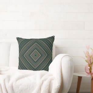 grönt och multipelt färg Nested Squares Tribal Kudde