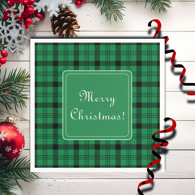 Grönt och Mysiga svartvita program God jul Pappersservett (Skapare uppladdad)