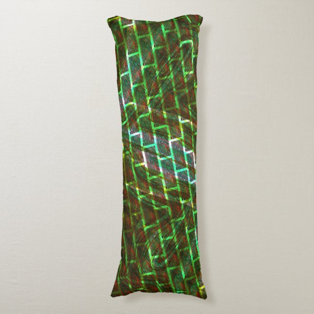 Grönt och nedfläckad, repor och väggeffekter kroppskudde (Framsidan Vertikal)