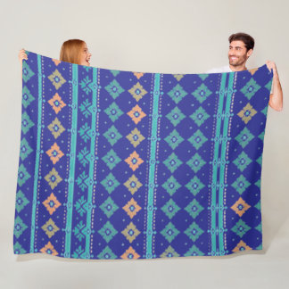 Grönt och Orange Diamond Mönster Geometric Design Fleecefilt