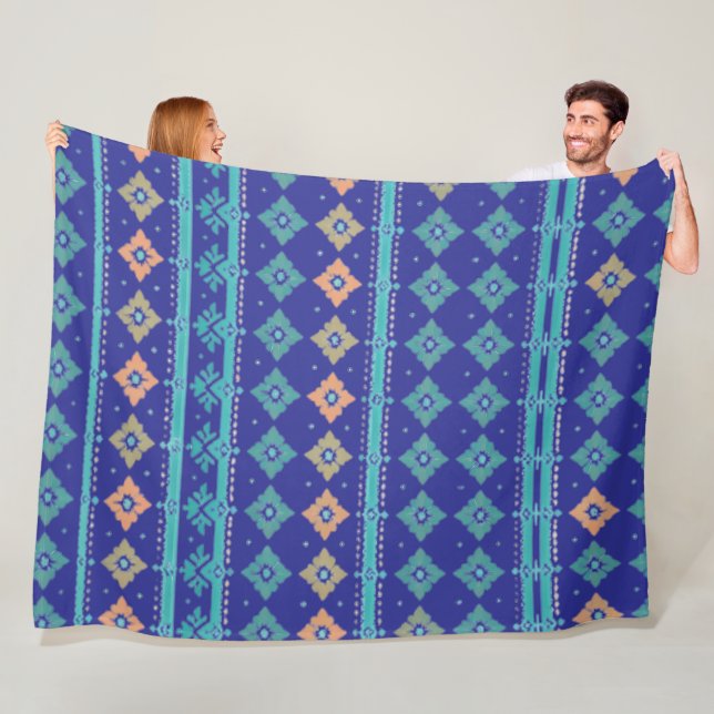 Grönt och Orange Diamond Mönster Geometric Design Fleecefilt (På plats)