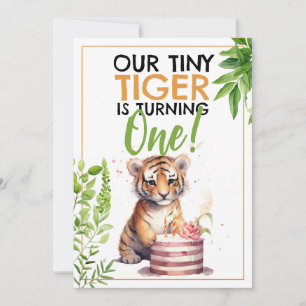 Grönt och Orange för vattenfärgen Cute Kids Tiger Inbjudningar