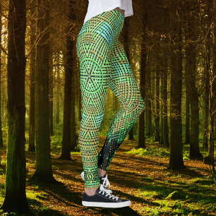 Grönt och Orange för Weave Mandala Leggings
