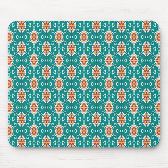 Grönt och Orange Geometrical Mönster Mousepad Musmatta (Framsidan)