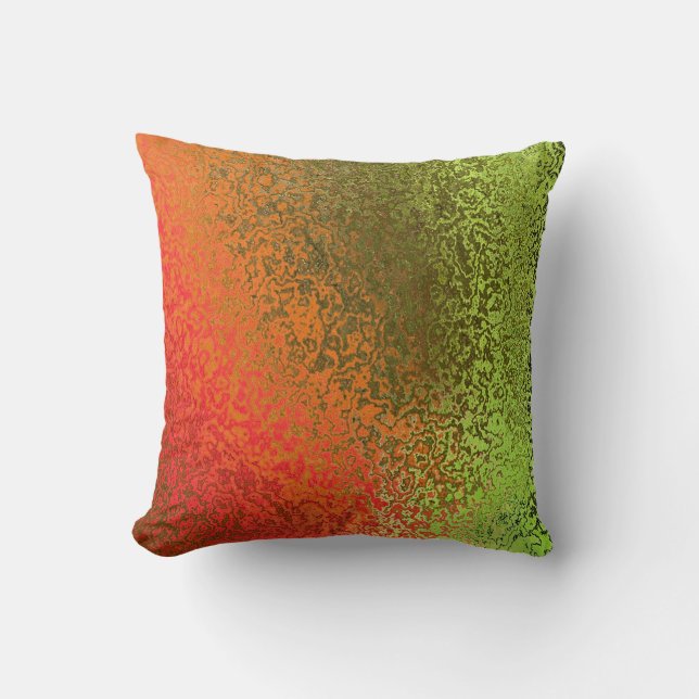 Grönt och Orange Mönster Pillow Kudde (Framsida)