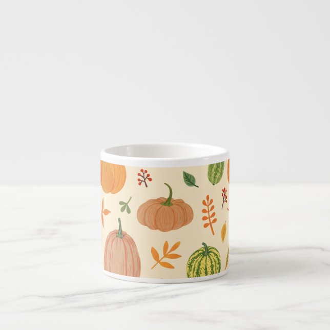 Grönt och orange pumpor, sömlös mönster. espressomugg (Framsidan)
