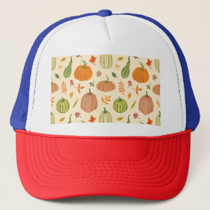 Grönt och orange pumpor, sömlös mönster. keps