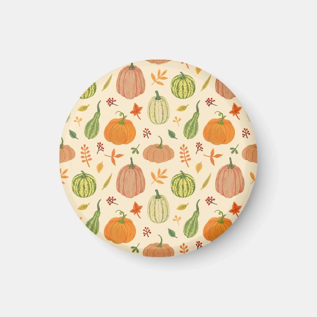 Grönt och orange pumpor, sömlös mönster. magnet (Framsidan)