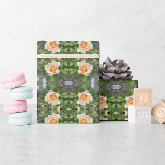 Grönt och Orange Ro Flower Mönster Blommigt Presentpapper (Baby Shower)