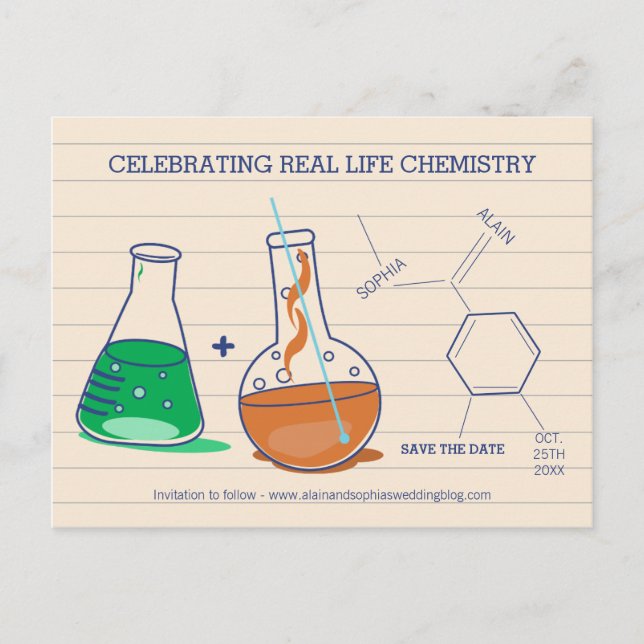 Grönt och Orange Spara postkort för datumkemi Meddelande Vykort (Framsida)