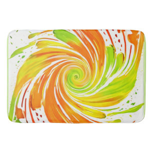 Grönt och Orange Spiral design Badrumsmatta