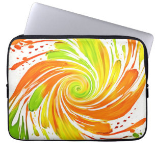 Grönt och Orange Spiral design Laptop Fodral