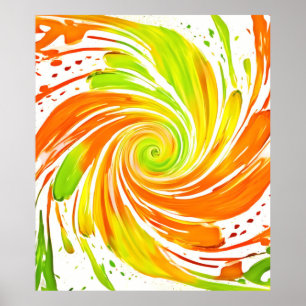 Grönt och Orange Spiral design Poster