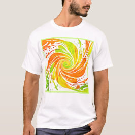 Grönt och Orange Spiral design T Shirt