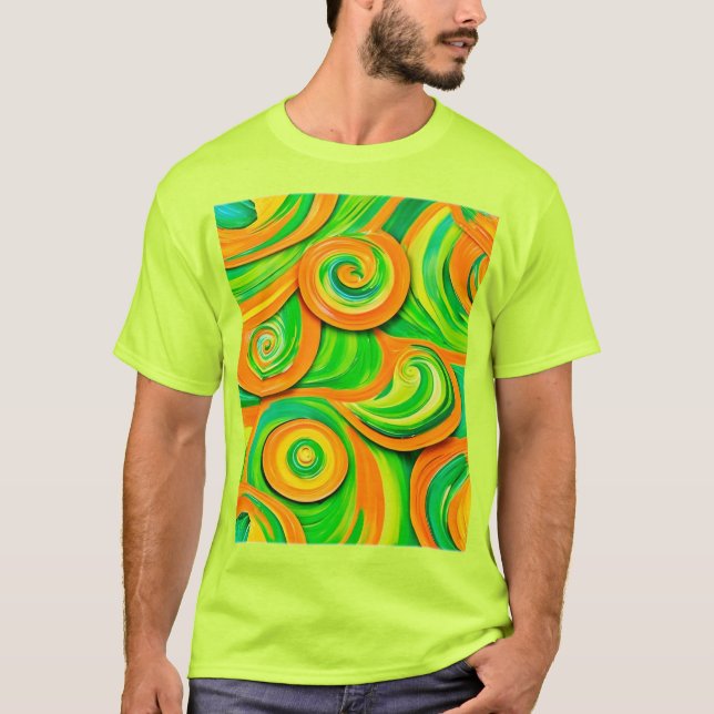 Grönt och Orange Spiral T Shirt (Framsida)