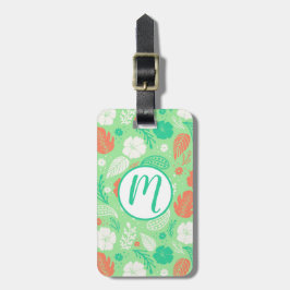 Grönt och Orange Tropiskt flytande Mönster Bagagebricka