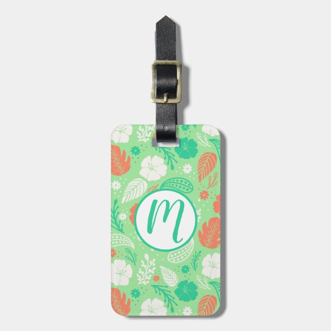 Grönt och Orange Tropiskt flytande Mönster Bagagebricka (Vertikal Framsida)