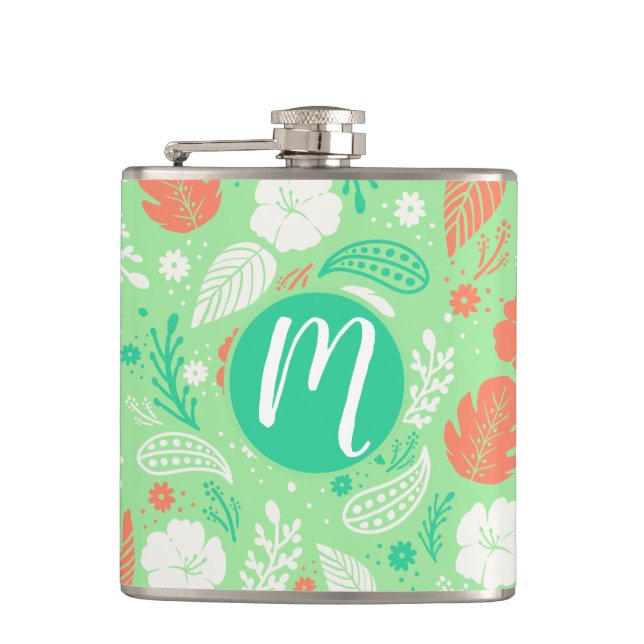 Grönt och Orange Tropiskt flytande Mönster Fickplunta (Framsidan)