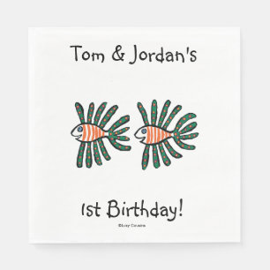 Grönt och Orange tvillingfisk Pappersservett