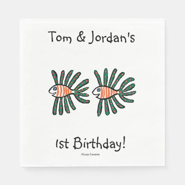 Grönt och Orange tvillingfisk Pappersservett (Framsidan)