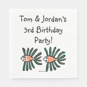 Grönt och Orange tvillingfisk Pappersservett