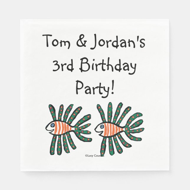 Grönt och Orange tvillingfisk Pappersservett (Framsidan)