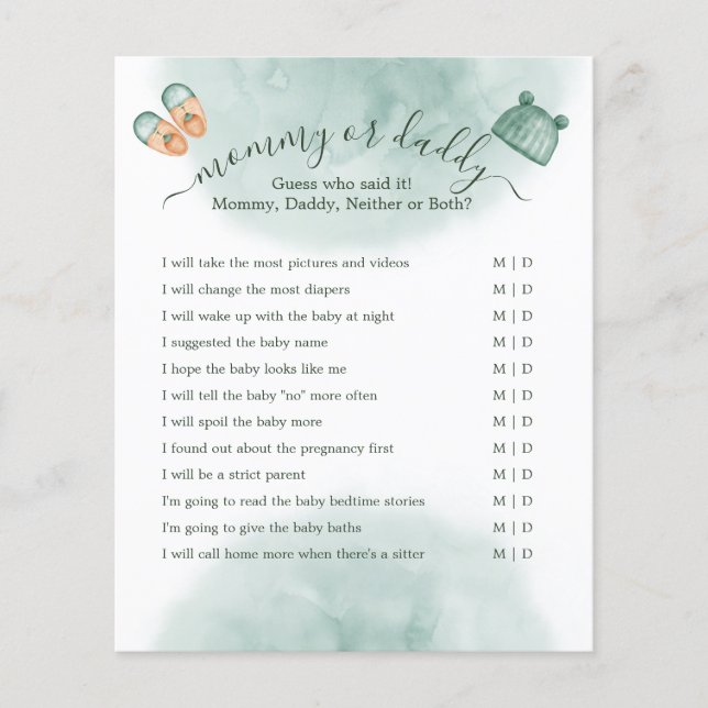 GRÖNT OCH ORANGE VATTENFÄRGSKÄRM FÖR BABY SHOWER G (Framsida)