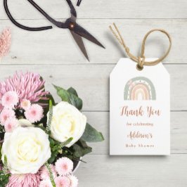 Grönt och persiko Boho Rainbow Baby Shower Presentetikett